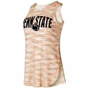 women's multicolored tank top with distressed Penn State and Athletic Logo